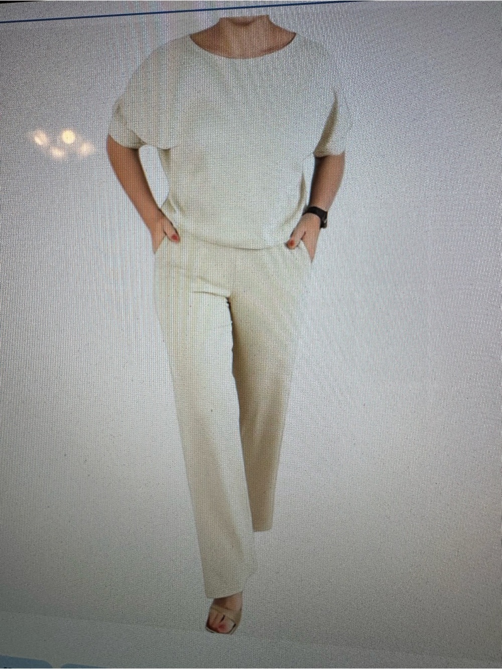Cream Wide-Leg Jumpsuit with Short Sleeves